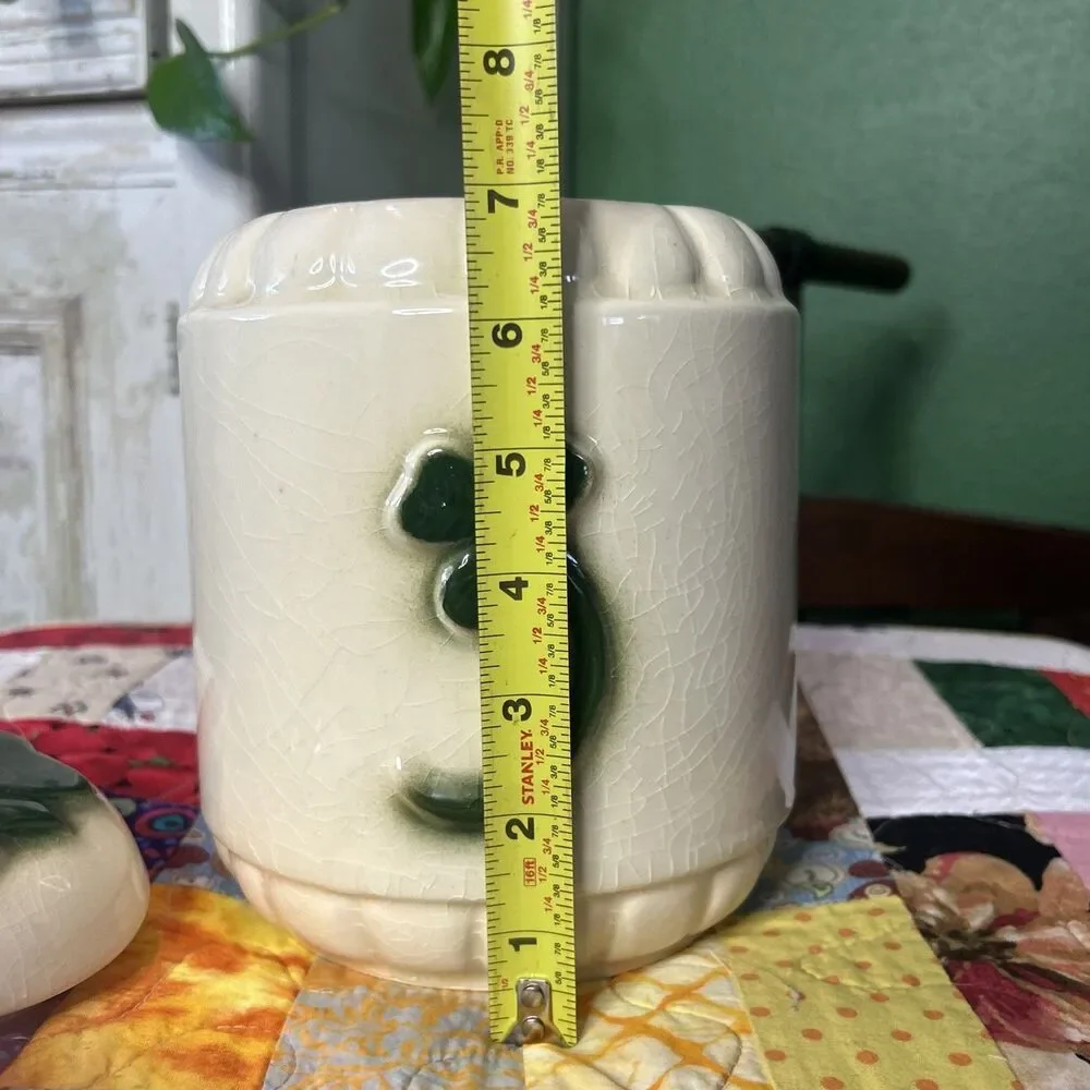 Vintage Brush McCoy Three Leaf Clover Canister 9” With Lid /Cookie Jar